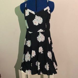 Old Navy Basic A-Line Dress Black w/ Floral Print!